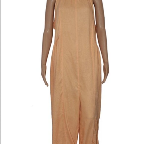 Free People Under The Sun Harem Romper Jumpsuit Peach M - Picture 2 of 5